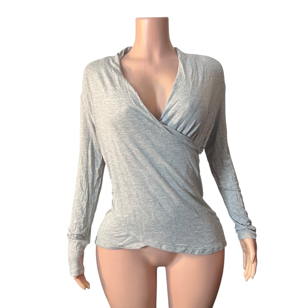 Elegant Gray Women's Wrap Blouse